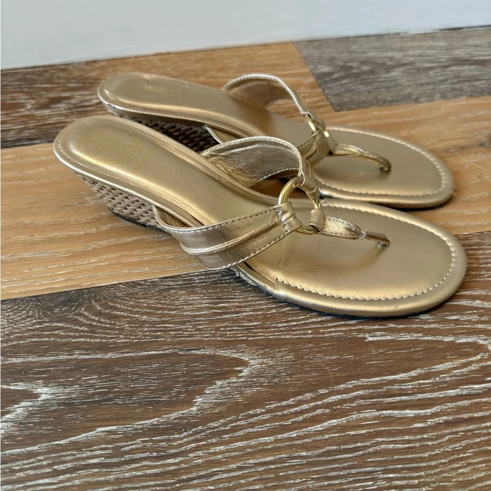 Lilly Pulitzer Mckim Wedge gold Sandals size 9 - Picture 5 of 10
